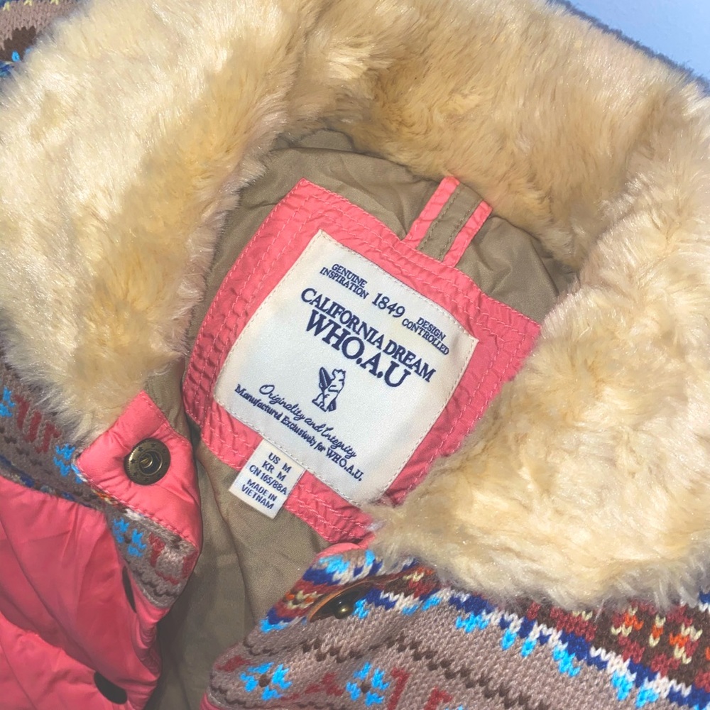WHO.A.U Pink Puffer Vest w/ Fur